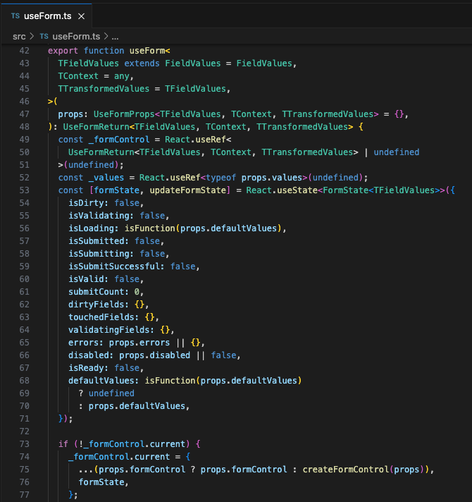 useForm 내부 구현 이미지